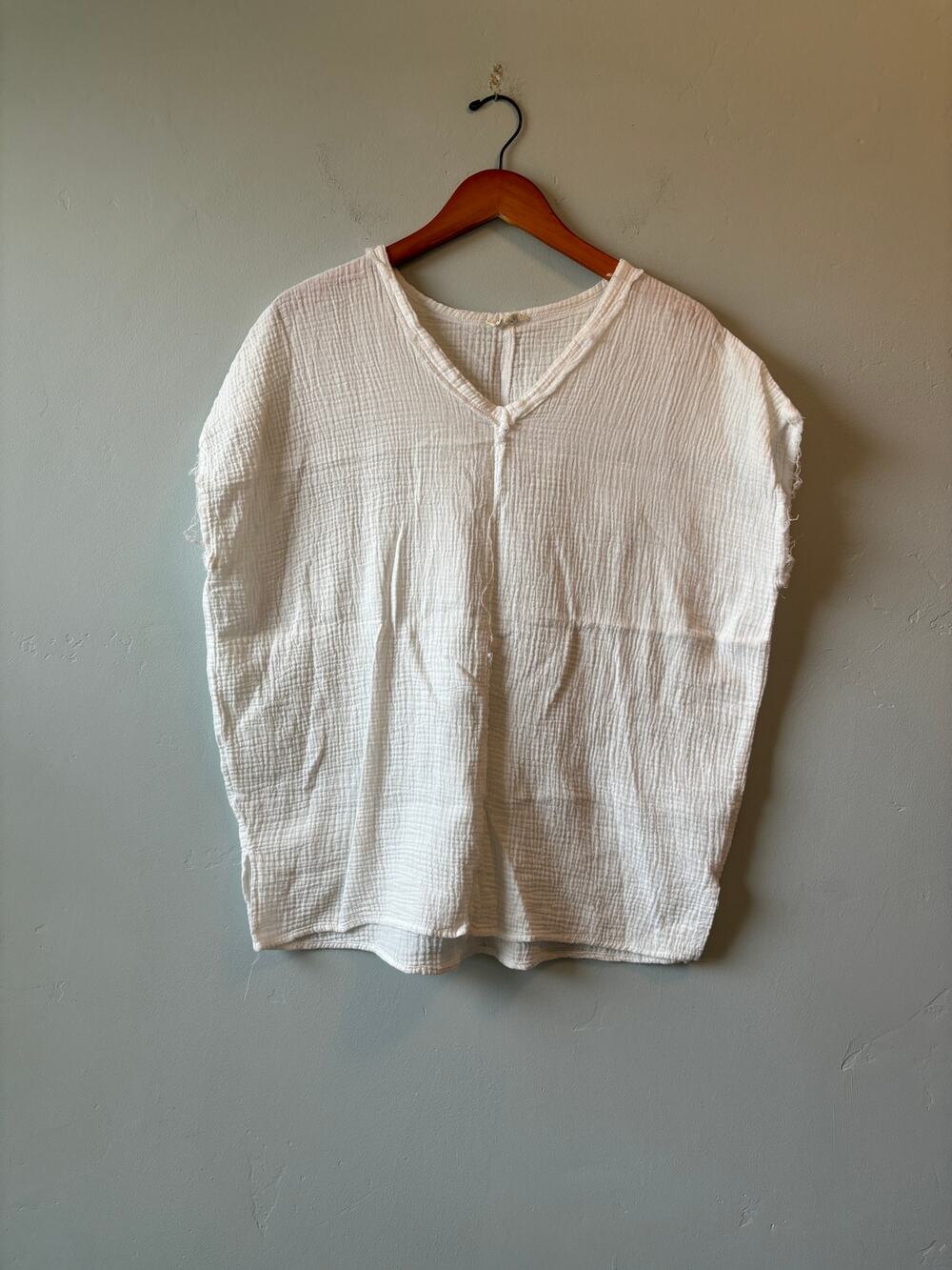 Boutique La Miel White Oversized Textured Cotton Top